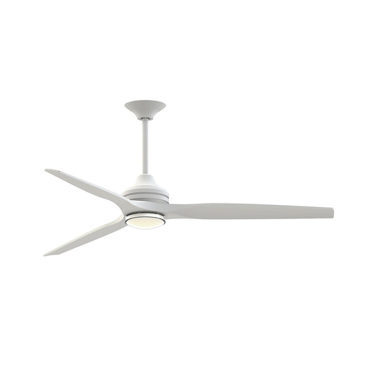 Fanimation Spitfire 64in Downrod Smart Ceiling Fan | Matte White and Matte White Blades | Covered Patio & Bedroom | Model FPD6721BMW-64MW-DWLK