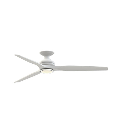 Fanimation Spitfire 64in Flush Smart Ceiling Fan | Matte White and Matte White Blades | Covered Patio & Bedroom | Model FPD6721BMW-64MW-DWLK-F