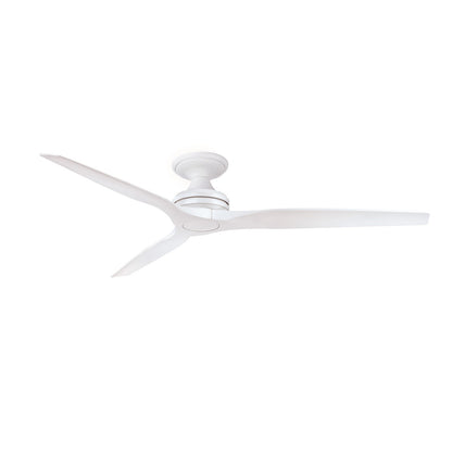 Fanimation Spitfire DC Custom 64in Flush Ceiling Fan | Matte White and Matte White Buttonwood Blades | Covered Patio | Model FPD6721BMW-64MW-F
