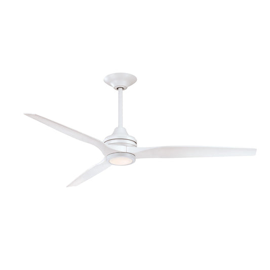 Fanimation Spitfire DC Custom 64in Ceiling Fan with LED Light Kit | Matte White and Matte White Buttonwood Blades | Model FPD6721BMW-64MW-LK