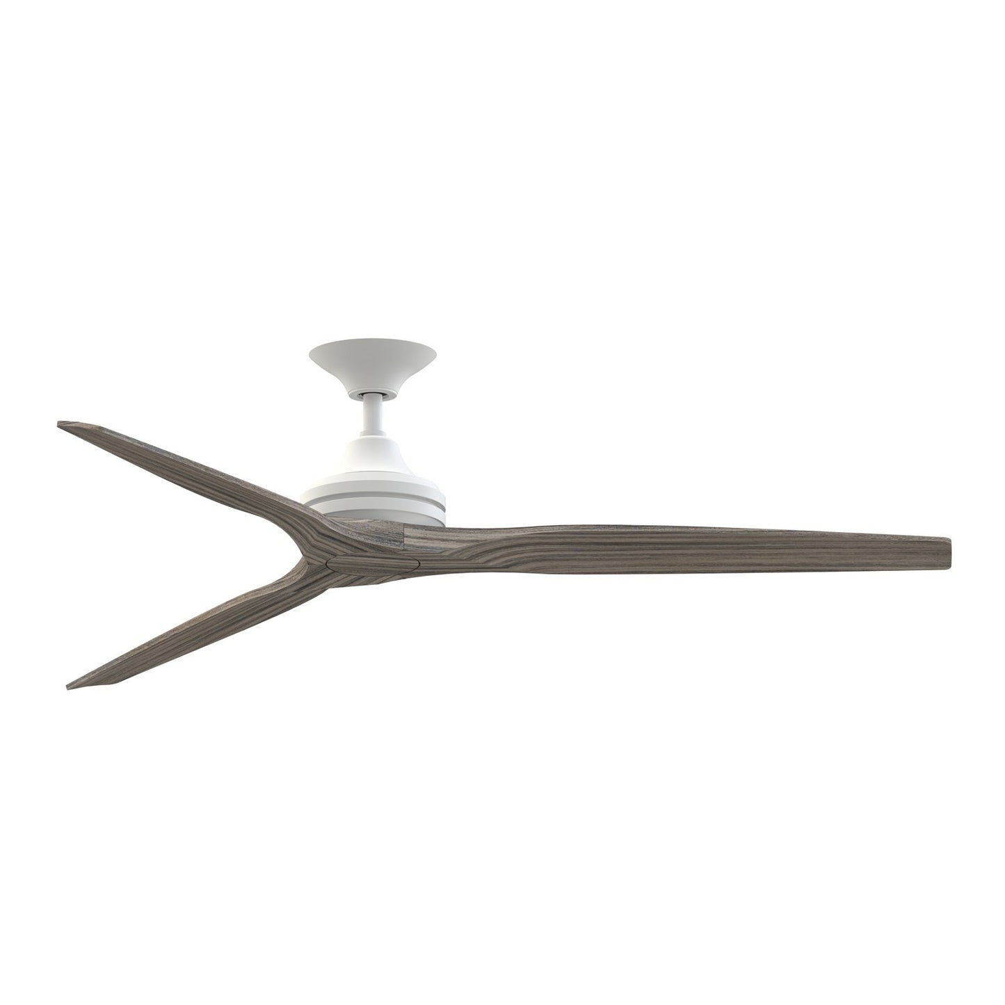 Fanimation Spitfire 64in Flush Ceiling Fan | Matte White with Weathered Wood Blades | Covered Patio & Bedroom | Model FPD6721BMW-64WE-F