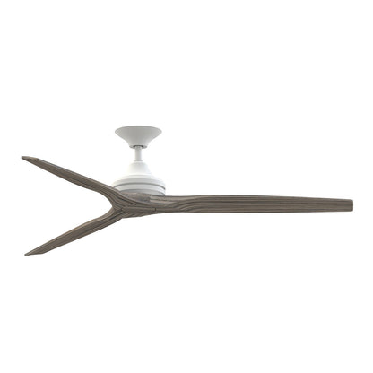 Fanimation Spitfire 64in Flush Ceiling Fan | Matte White with Weathered Wood Blades | Covered Patio & Bedroom | Model FPD6721BMW-64WE-F