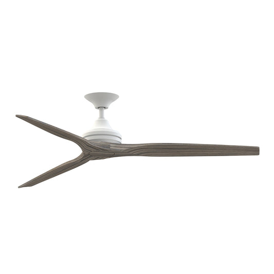 Fanimation Spitfire 64in Flush Ceiling Fan | Matte White with Weathered Wood Blades | Covered Patio & Bedroom | Model FPD6721BMW-64WE-F