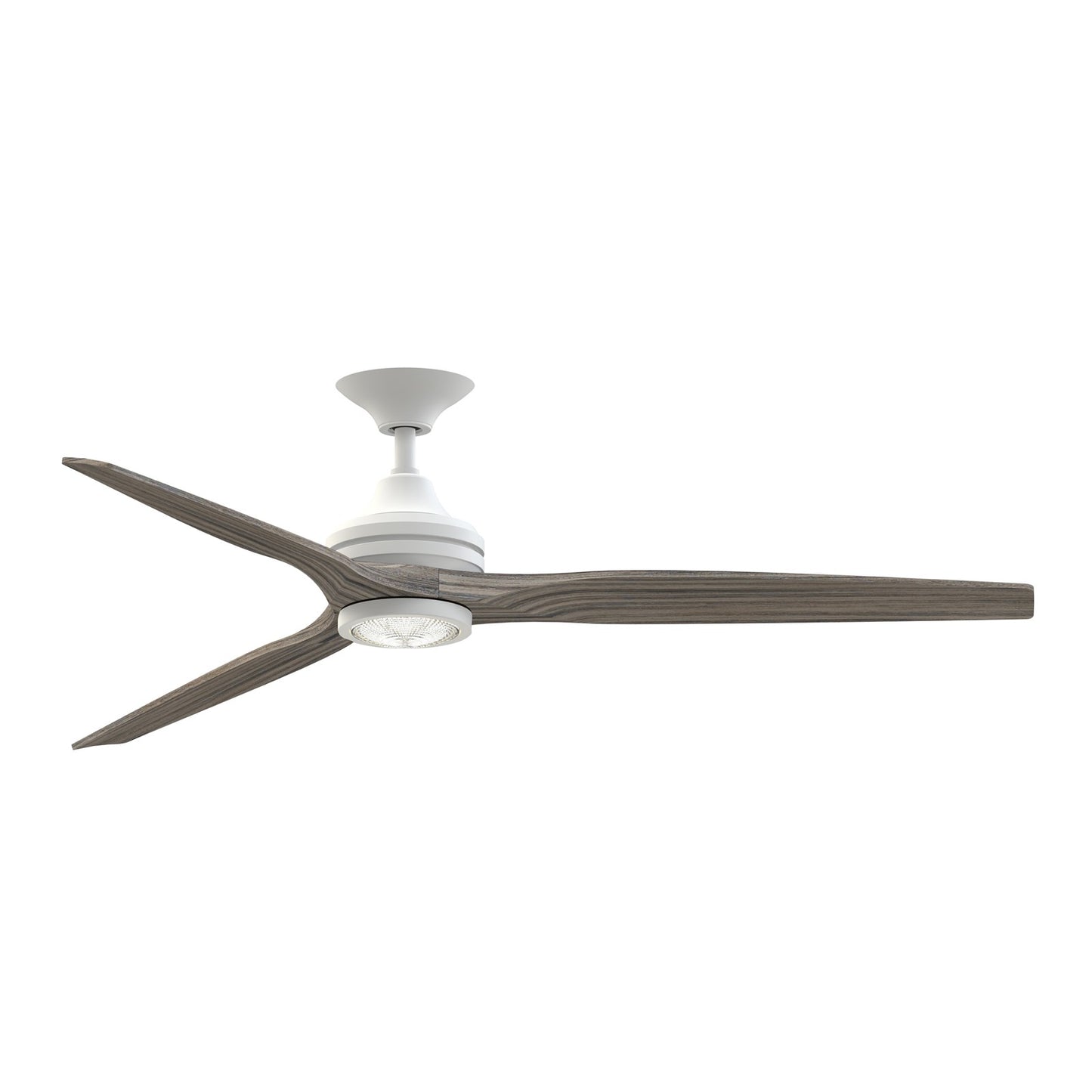 Fanimation Spitfire 64in Downrod Ceiling Fan | Matte White with Weathered Wood Blades | Covered Patio & Living Room | Model FPD6721BMW-64WE-LK