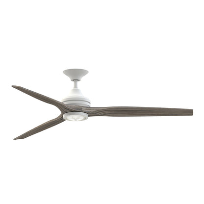 Fanimation Spitfire 64in Downrod Ceiling Fan | Matte White with Weathered Wood Blades | Covered Patio & Living Room | Model FPD6721BMW-64WE-LK