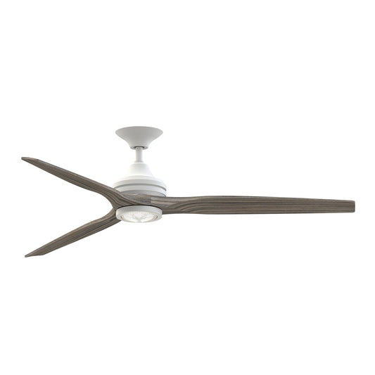 Fanimation Spitfire 64in Downrod Ceiling Fan | Matte White with Weathered Wood Blades | Covered Patio & Living Room | Model FPD6721BMW-64WE-LK