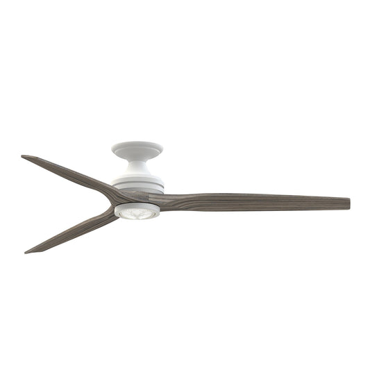 Fanimation Spitfire 64in 1-Light Smart Ceiling Fan | Matte White and Weathered Wood | Covered Patio & Living Room | Model FPD6721BMW-64WE-LK-F