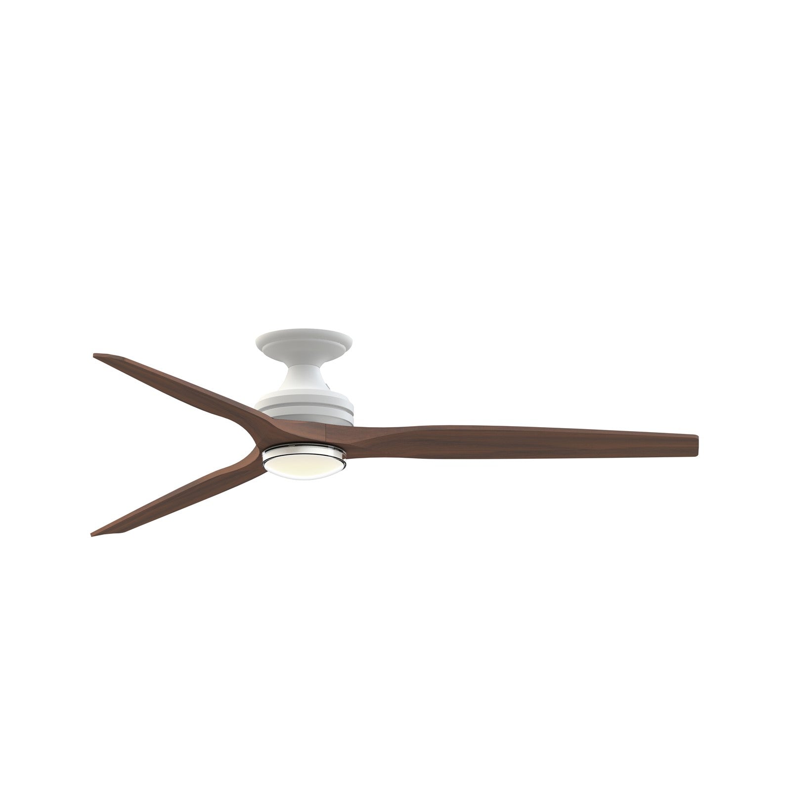 Fanimation Spitfire 64in 1-Light Smart Ceiling Fan | Matte White and Whiskey Wood | Covered Patio & Living Room | Model FPD6721BMW-64WK-DWLK-F