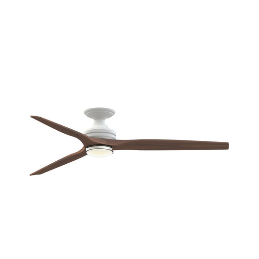 Fanimation Spitfire 64in 1-Light Smart Ceiling Fan | Matte White and Whiskey Wood | Covered Patio & Living Room | Model FPD6721BMW-64WK-DWLK-F