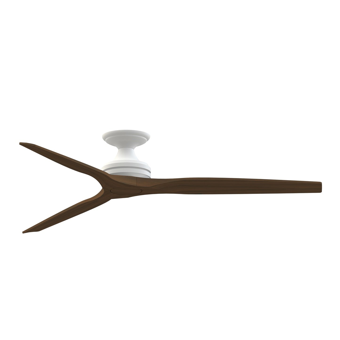 Fanimation Spitfire DC Custom 64in Flush Mount Ceiling Fan | Matte White and Whiskey Wood | Covered Patio & Bedroom | Model FPD6721BMW-64WK-F