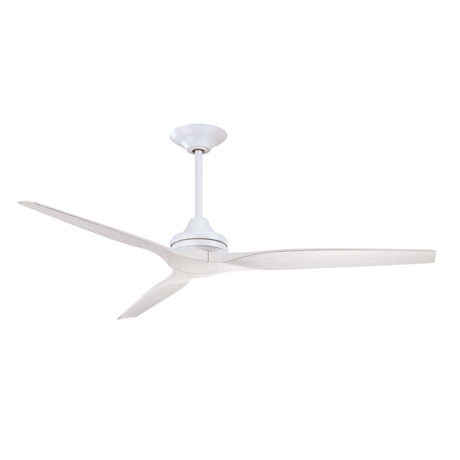 Fanimation Spitfire DC Custom 64in Downrod Ceiling Fan | Matte White and White Washed | Covered Patio & Bedroom | Model FPD6721BMW-64WW