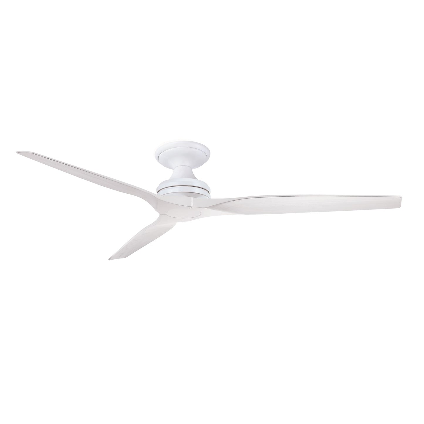 Fanimation Spitfire DC Custom 64in Flush Smart Ceiling Fan | Matte White with White Washed Buttonwood Blades | Covered | Model FPD6721BMW-64WW-F