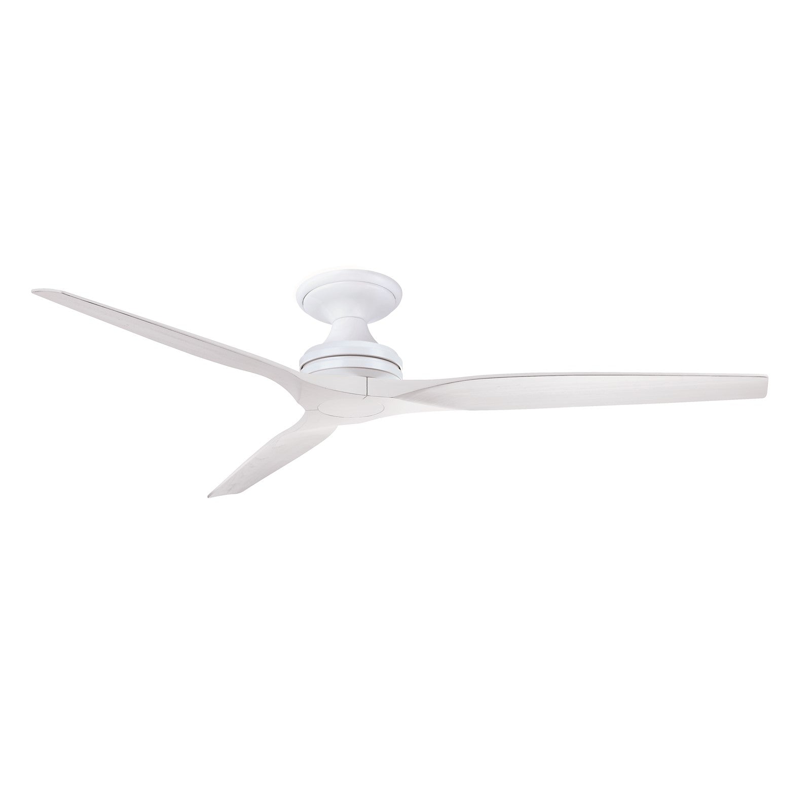 Fanimation Spitfire DC Custom 64in Flush Smart Ceiling Fan | Matte White with White Washed Buttonwood Blades | Covered | Model FPD6721BMW-64WW-F