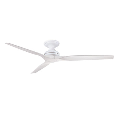 Fanimation Spitfire DC Custom 64in Flush Smart Ceiling Fan | Matte White with White Washed Buttonwood Blades | Covered | Model FPD6721BMW-64WW-F