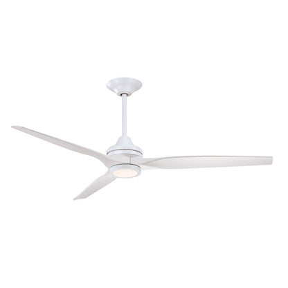 Fanimation Spitfire DC Custom 64in Smart Ceiling Fan | Matte White with White Washed Buttonwood Blades | Covered Patio | Model FPD6721BMW-64WW-LK