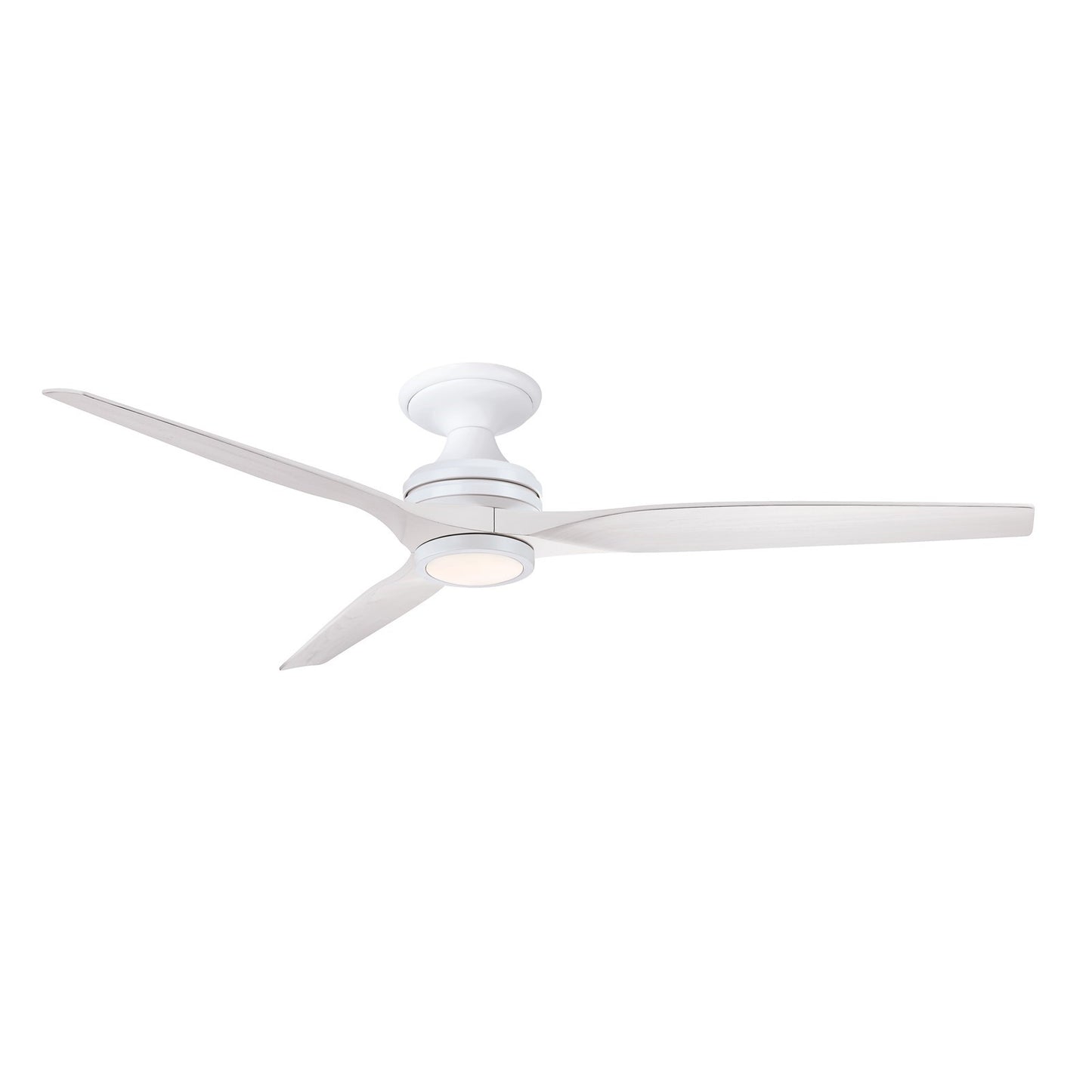 Fanimation Spitfire DC Custom 64in Flush 1-Light Ceiling Fan | Matte White and White Washed Buttonwood | Covered Patio | Model FPD6721BMW-64WW-LK-F