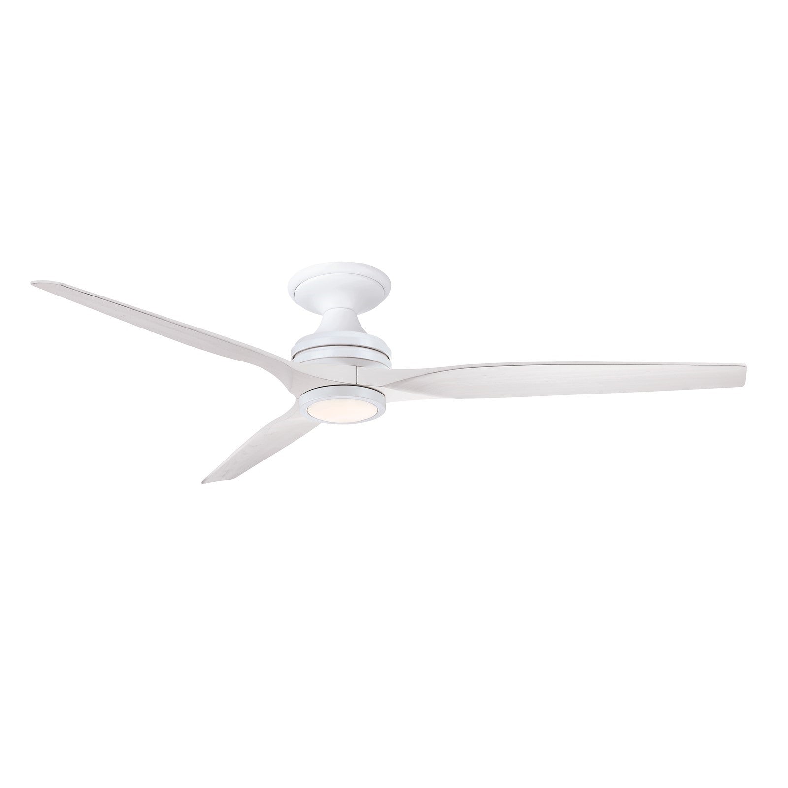Fanimation Spitfire DC Custom 64in Flush 1-Light Ceiling Fan | Matte White and White Washed Buttonwood | Covered Patio | Model FPD6721BMW-64WW-LK-F