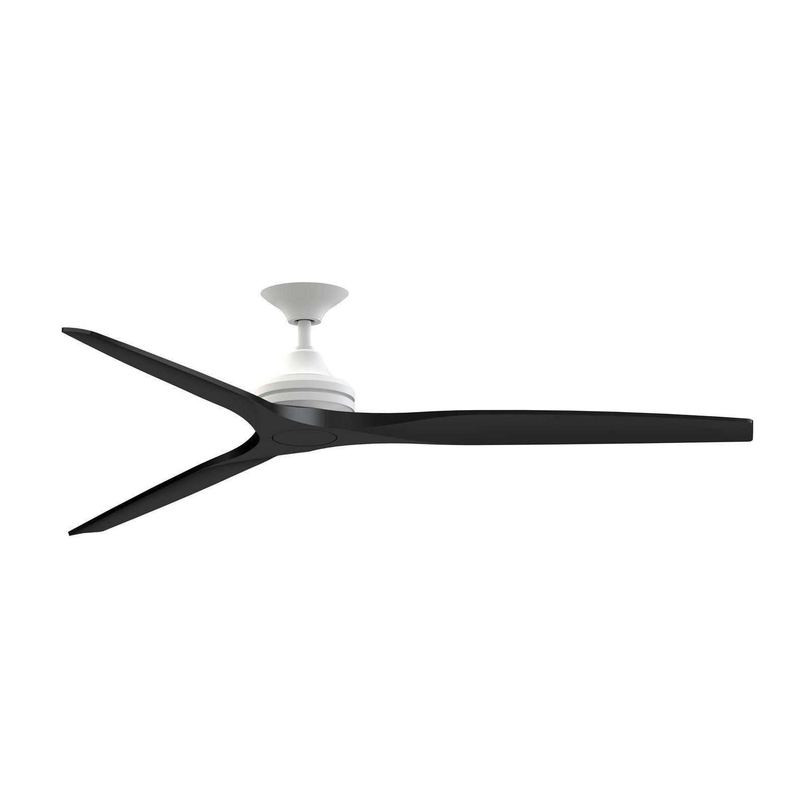 Fanimation Spitfire DC Custom 72in Downrod 1-Light Ceiling Fan | Matte White and Black Buttonwood | Covered Patio & Great | Model FPD6721BMW-72BL