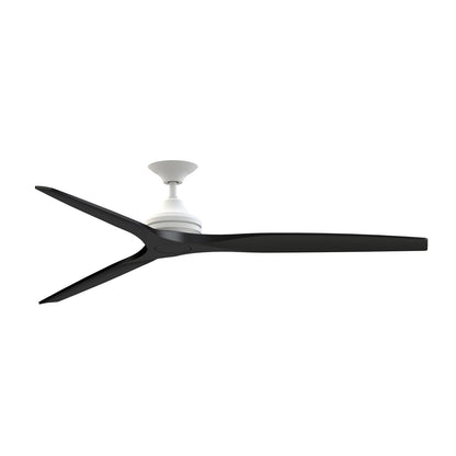 Fanimation Spitfire DC Custom 72in Downrod 1-Light Ceiling Fan | Matte White and Black Buttonwood | Covered Patio & Great | Model FPD6721BMW-72BL