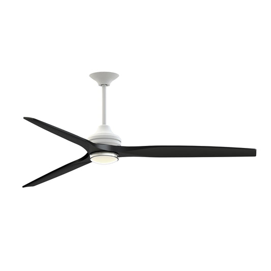 Fanimation Spitfire DC Custom 72in Downrod 1-Light Ceiling Fan | Matte White and Black Buttonwood | Covered Patio | Model FPD6721BMW-72BL-DWLK