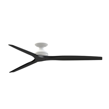 Fanimation Spitfire DC Custom 72in Flush Ceiling Fan | Matte White and Black Buttonwood | Covered Patio & Sunroom | Model FPD6721BMW-72BL-F