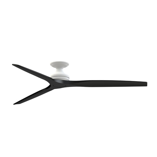 Fanimation Spitfire DC Custom 72in Flush Ceiling Fan | Matte White and Black Buttonwood | Covered Patio & Sunroom | Model FPD6721BMW-72BL-F