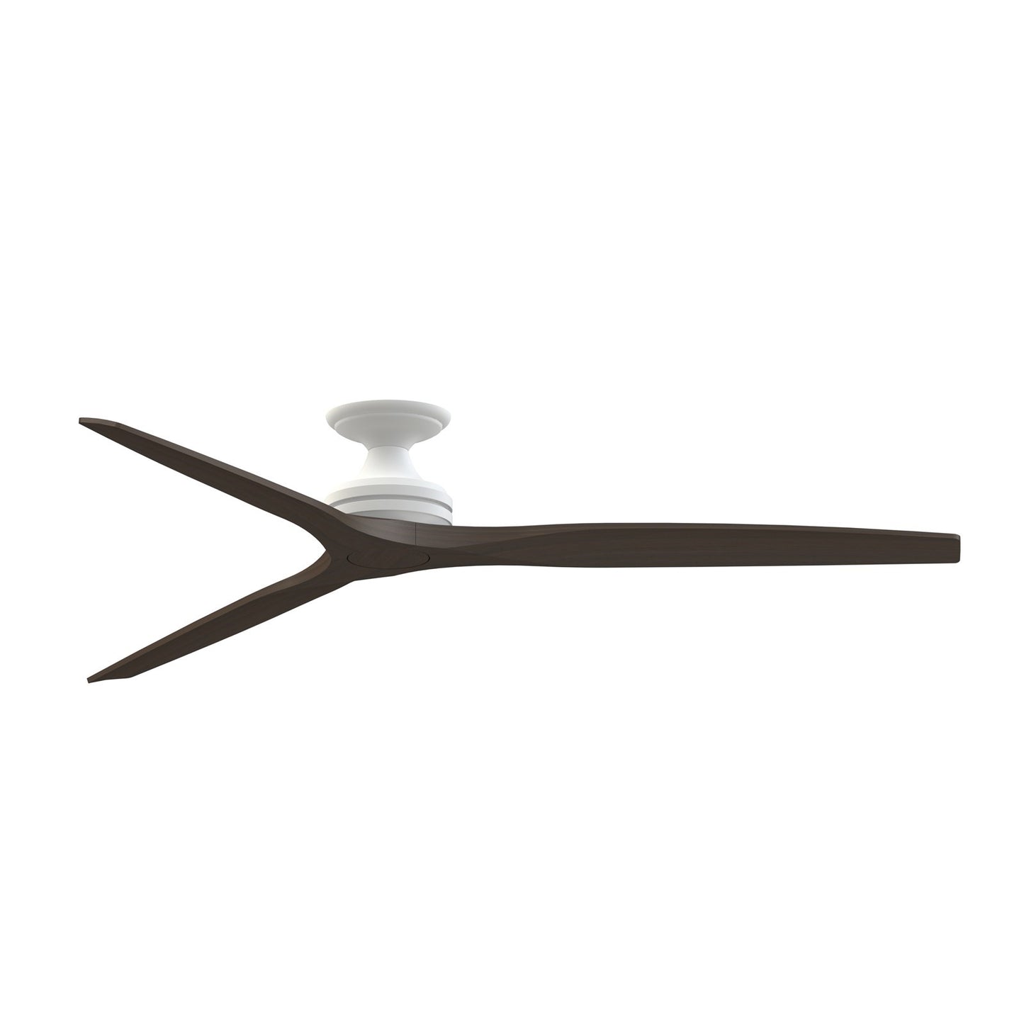 Fanimation Spitfire 72in Flush Smart Ceiling Fan | Matte White and Dark Walnut Buttonwood | Low Ceiling & Covered Patio | Model FPD6721BMW-72DWA-F