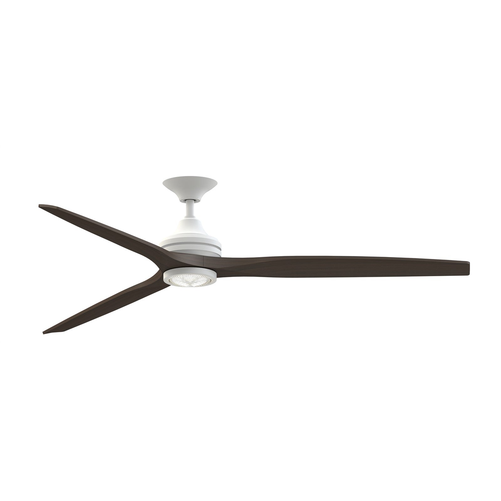 Fanimation Spitfire 72in 1-Light Smart Ceiling Fan | Matte White and Dark Walnut Buttonwood | Covered Patio & Great Room | Model FPD6721BMW-72DWA-LK