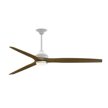Fanimation Spitfire DC Custom 72in Downrod Ceiling Fan | Matte White and Koa Wood | Covered Patio & Living Room | Model FPD6721BMW-72K-DWLK