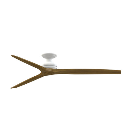 Fanimation Spitfire DC Custom 72in Flush Ceiling Fan | Matte White and Koa Wood Blades | Covered Patio & Living Room | Model FPD6721BMW-72K-F