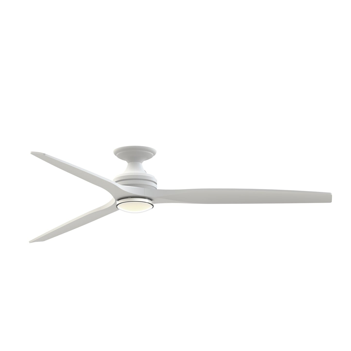 Fanimation Spitfire DC 72in Flush 1-Light Ceiling Fan | Matte White and Clear Glass | Covered Patio & Living Room | Model FPD6721BMW-72MW-DWLK-F