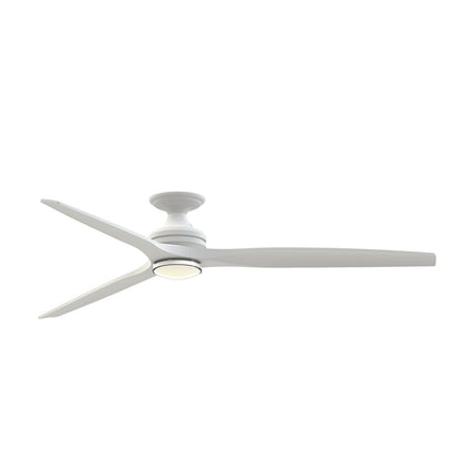 Fanimation Spitfire DC 72in Flush 1-Light Ceiling Fan | Matte White and Clear Glass | Covered Patio & Living Room | Model FPD6721BMW-72MW-DWLK-F