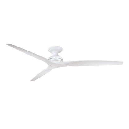 Fanimation Spitfire DC 72in Flush Ceiling Fan | Matte White and Buttonwood Blades | Covered Patio & Living Room | Model FPD6721BMW-72MW-F