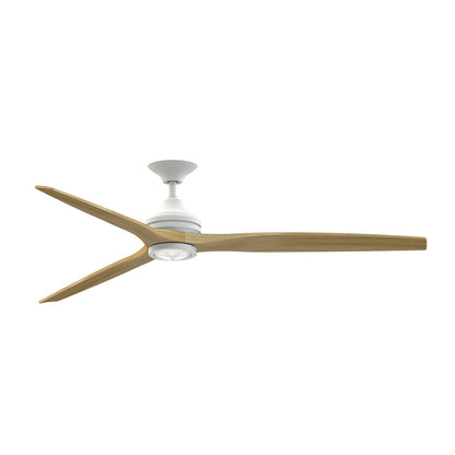 Fanimation Spitfire DC Custom 72in Smart Ceiling Fan with LED Light Kit | Matte White and Natural Buttonwood Blades | Model FPD6721BMW-72N-LK