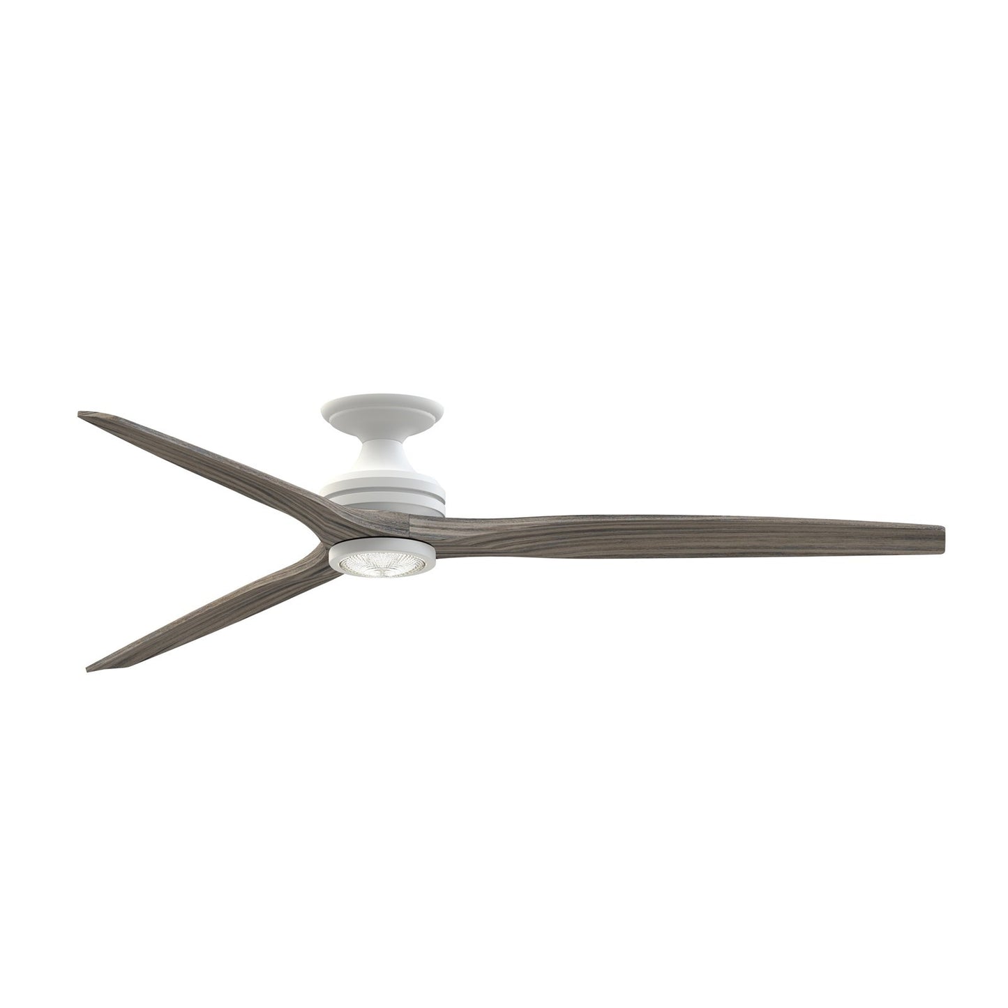 Fanimation Spitfire DC Custom 72in Flush Ceiling Fan with LED | Matte White and Weathered Wood | Covered Patio & Great | Model FPD6721BMW-72WE-LK-F