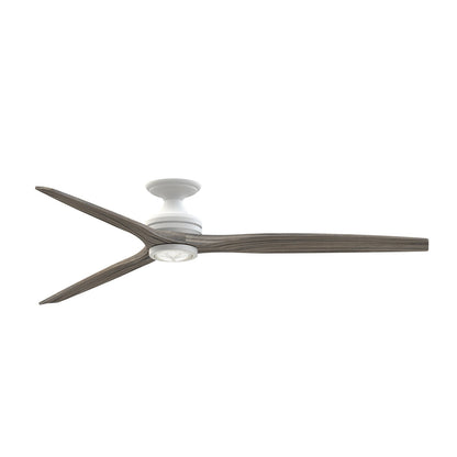 Fanimation Spitfire DC Custom 72in Flush Ceiling Fan with LED | Matte White and Weathered Wood | Covered Patio & Great | Model FPD6721BMW-72WE-LK-F