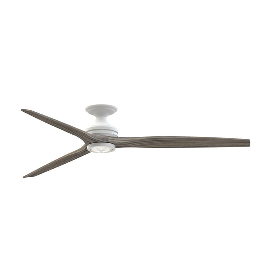 Fanimation Spitfire DC Custom 72in Flush Ceiling Fan with LED | Matte White and Weathered Wood | Covered Patio & Great | Model FPD6721BMW-72WE-LK-F