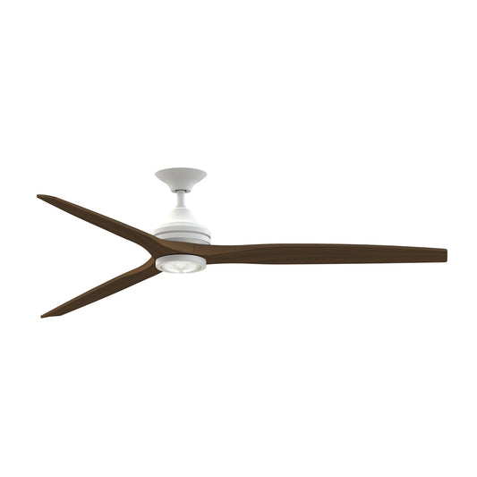 Fanimation Spitfire DC Custom 72in 1-Light Ceiling Fan | Matte White and Whiskey Wood Buttonwood | Covered Patio & Sunroom | Model FPD6721BMW-72WK-LK