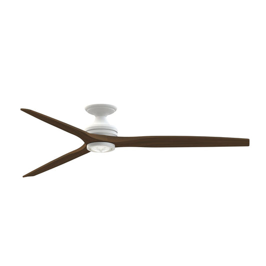 Fanimation Spitfire DC Custom 72in 1-Light Ceiling Fan | Matte White and Whiskey Wood Buttonwood Blades | Covered Patio | Model FPD6721BMW-72WK-LK-F