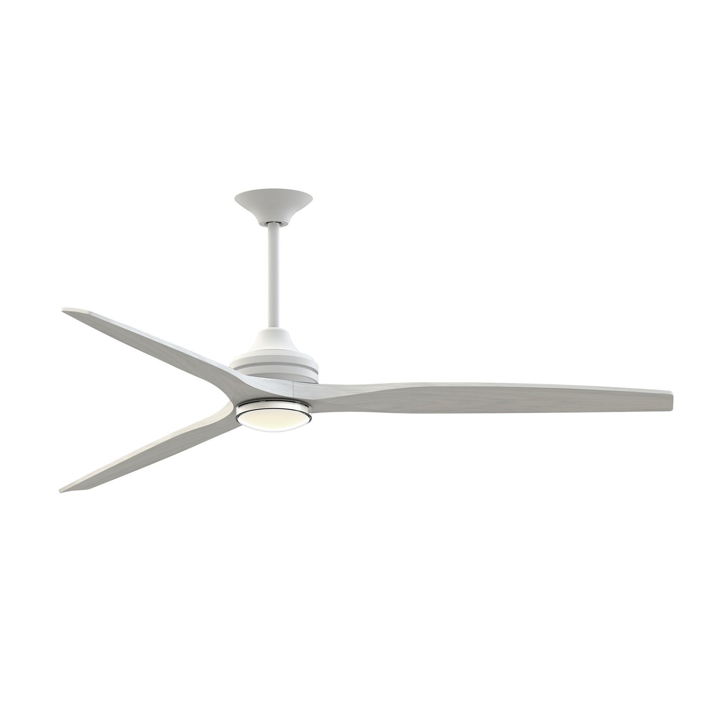 Fanimation Spitfire DC Custom 72in Ceiling Fan | Matte White and White Washed Buttonwood Blades | Covered Patio & Great | Model FPD6721BMW-72WW-DWLK