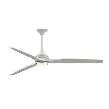 Fanimation Spitfire DC Custom 72in Ceiling Fan | Matte White and White Washed Buttonwood Blades | Covered Patio & Great | Model FPD6721BMW-72WW-DWLK