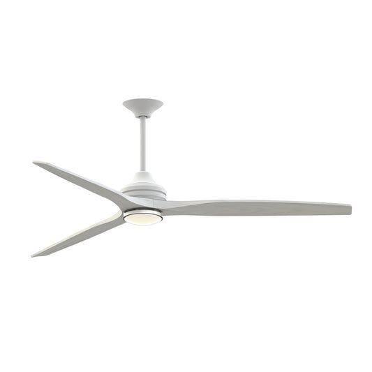 Fanimation Spitfire DC Custom 72in Ceiling Fan | Matte White and White Washed Buttonwood Blades | Covered Patio & Great | Model FPD6721BMW-72WW-DWLK