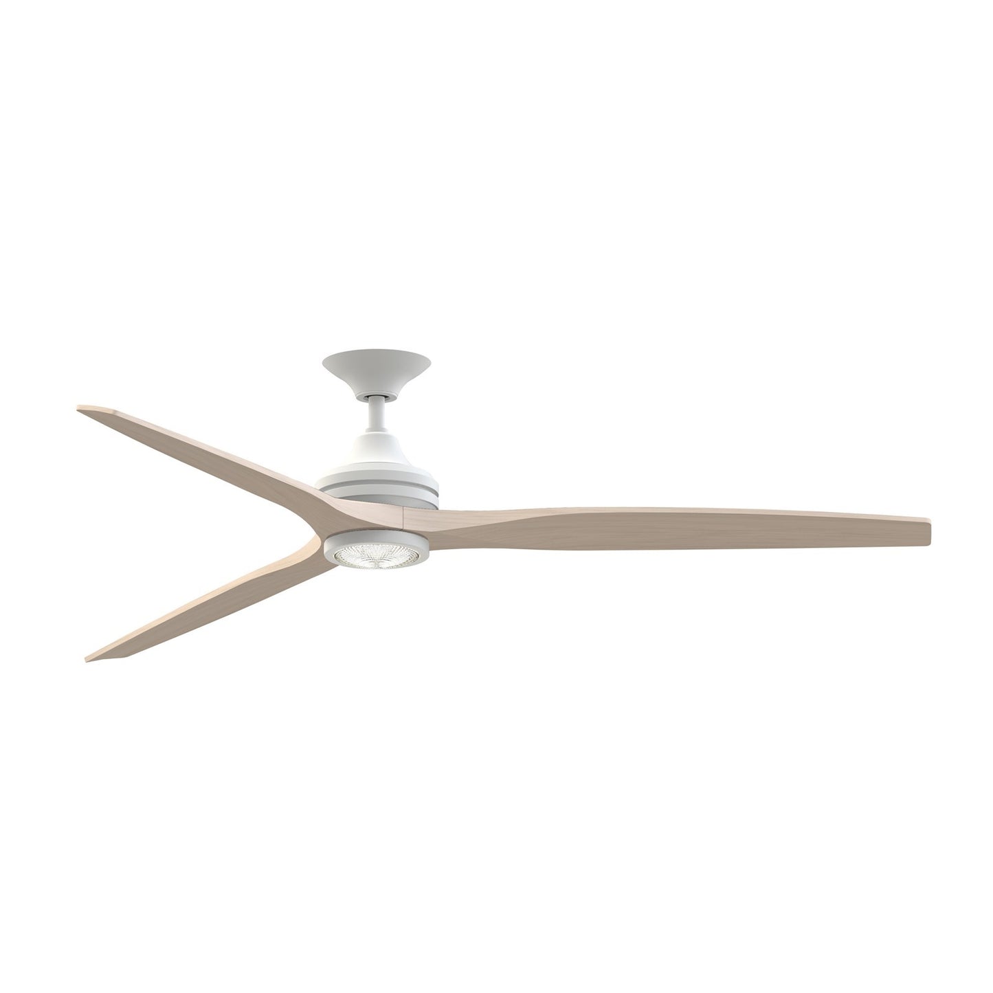 Fanimation Spitfire DC Custom 72in Ceiling Fan with LED Light Kit | Matte White and White Washed Buttonwood | Covered | Model FPD6721BMW-72WW-LK