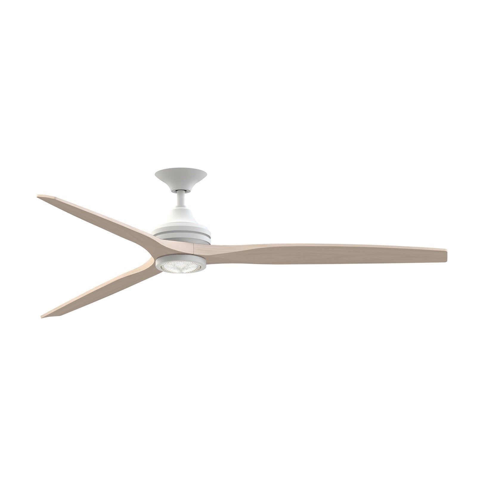 Fanimation Spitfire DC Custom 72in Ceiling Fan with LED Light Kit | Matte White and White Washed Buttonwood | Covered | Model FPD6721BMW-72WW-LK