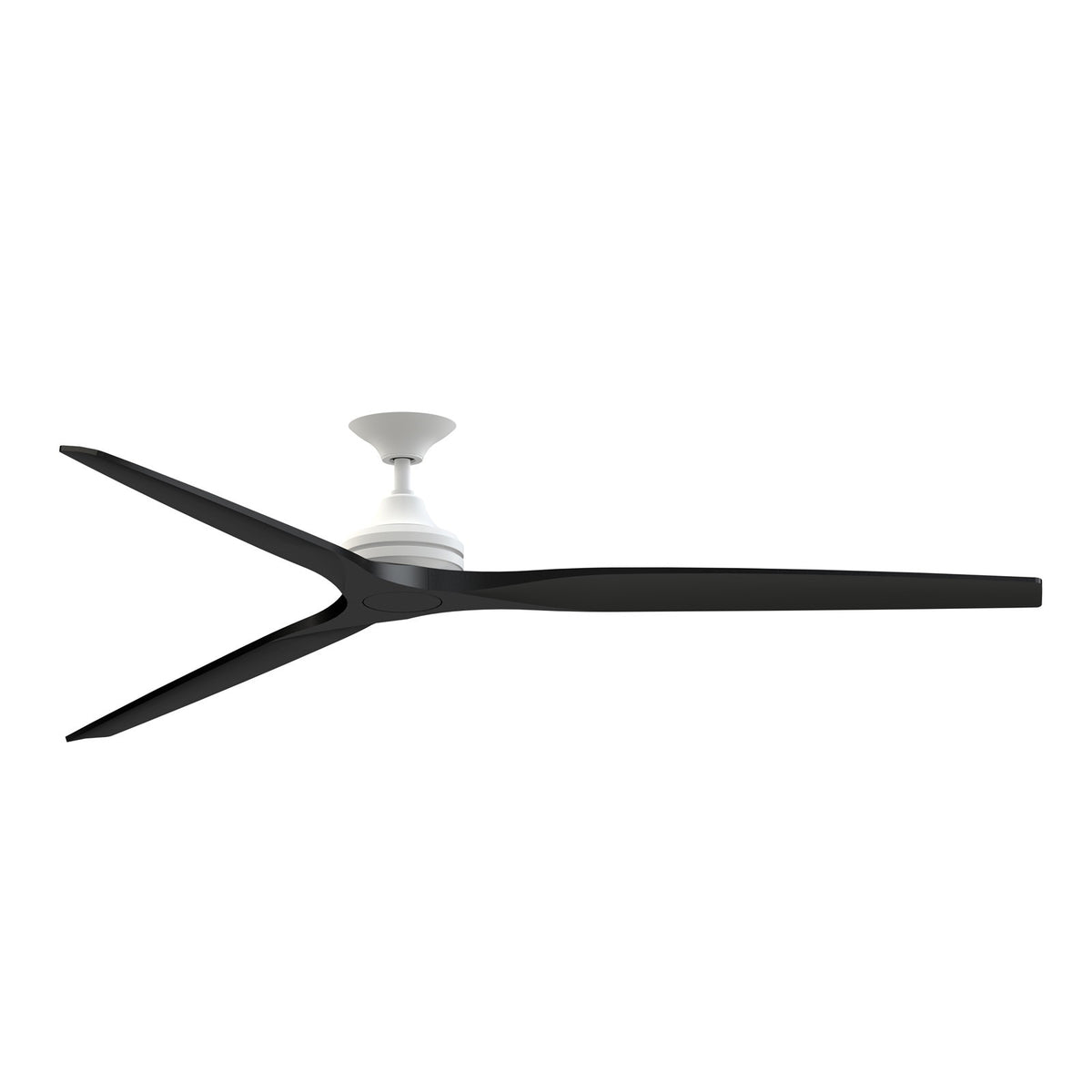 Fanimation Spitfire DC Custom 84in Ceiling Fan | Matte White and Black Buttonwood | Covered Patio & Great Room | Model FPD6721BMW-84BL