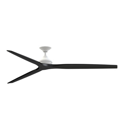 Fanimation Spitfire DC Custom 84in Ceiling Fan | Matte White and Black Buttonwood | Covered Patio & Great Room | Model FPD6721BMW-84BL