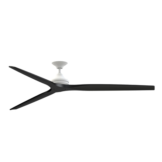 Fanimation Spitfire DC Custom 84in Ceiling Fan | Matte White and Black Buttonwood | Covered Patio & Great Room | Model FPD6721BMW-84BL
