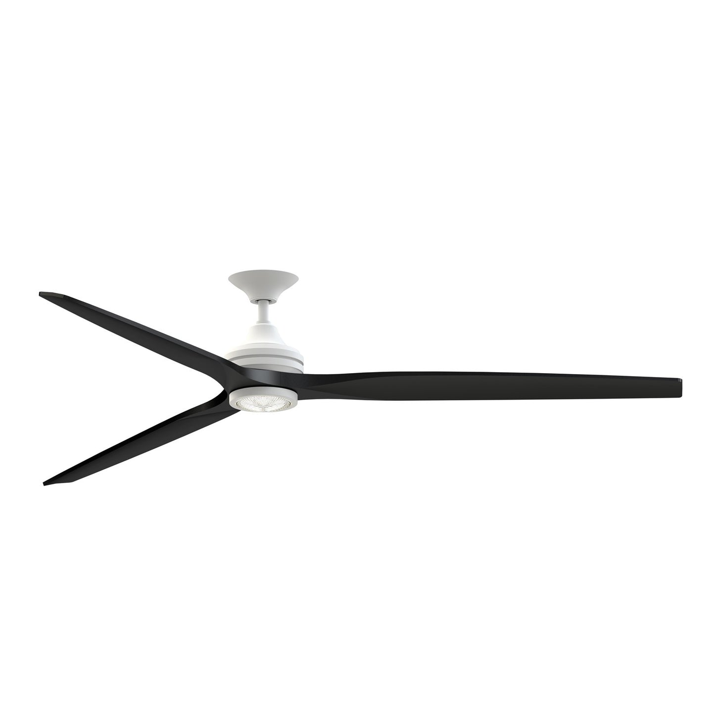 Fanimation Spitfire DC Custom 84in 1-Light Ceiling Fan | Matte White and Black Buttonwood Blades | Covered Patio & Living | Model FPD6721BMW-84BL-LK