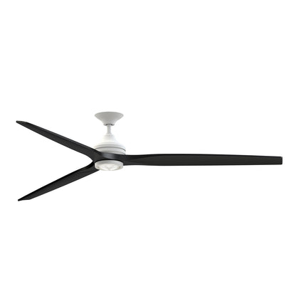Fanimation Spitfire DC Custom 84in 1-Light Ceiling Fan | Matte White and Black Buttonwood Blades | Covered Patio & Living | Model FPD6721BMW-84BL-LK