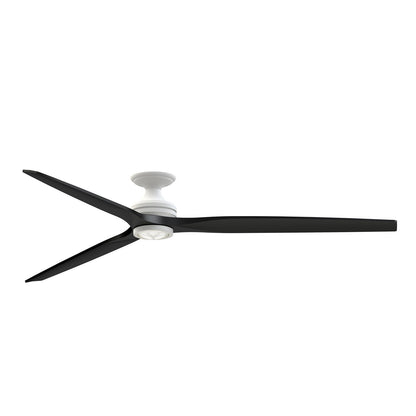 Fanimation Spitfire DC Custom 84in 3-Blade Flush Ceiling Fan | Matte White and Black Buttonwood | Covered Patio & Living | Model FPD6721BMW-84BL-LK-F